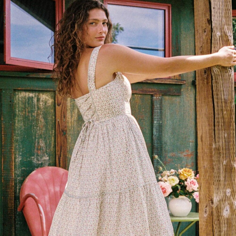 Christy Dawn Adele Dress Creme Strawberry - Picture 2 of 9